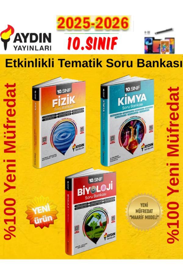 Aydın Yayınları 2026 10.Sınıf Fizik-Kimya-Biyoloji %100 Yeni Etkinlikli Tematik Soru Bankası+Kalem - Aydın Yayınları - Image 1