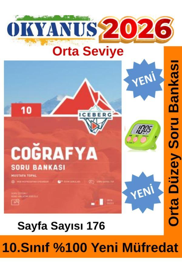 2026 10.Sınıf Iceberg Coğrafya %100 Yeni Müfredat Soru Bankası Seti+Kronometre - Okyanus Yayıncılık - Image 1