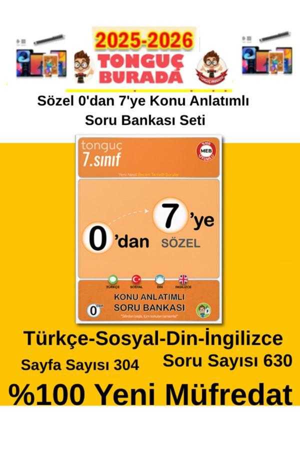 2025-2026 0'Dan 7'Ye Konu Anlatımlı Soru Bankası (Sözel)+Akıllı Tahta Kalemi - Tonguç Yayınları - Image 1