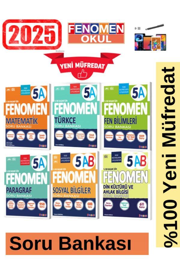 2025 5.Sınıf Mata-Türkçea-Fena-Paragrafa-Sosyal(Ab)-Din(Ab)Yeni Soru Bankası Seti+Kalem - Fenomen Yayıncılık - Image 1