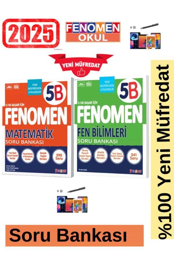 2025 5.Sınıf Matematik(5B)-Fen(5B)Zor %100 Yeni Müfredat Soru Bankası Seti+Kalem - Fenomen Yayıncılık - Image 1