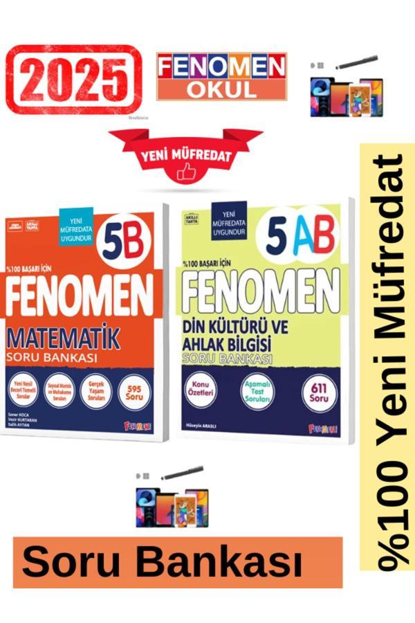 2025 5.Sınıf Matematik(5B)Zor-Din 5(A-B)%100 Yeni Müfredat Soru Bankası Seti+Kalem - Fenomen Yayıncılık - Image 1