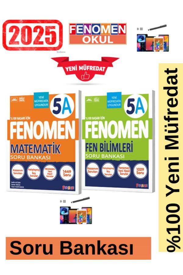 2025 5.Sınıf Matematik(A)1449 Soru-Fen(A)Kolay 1029 Soru Yeni Müfredat Soru Bankası Seti+Kalem - Fenomen Yayıncılık - Image 1