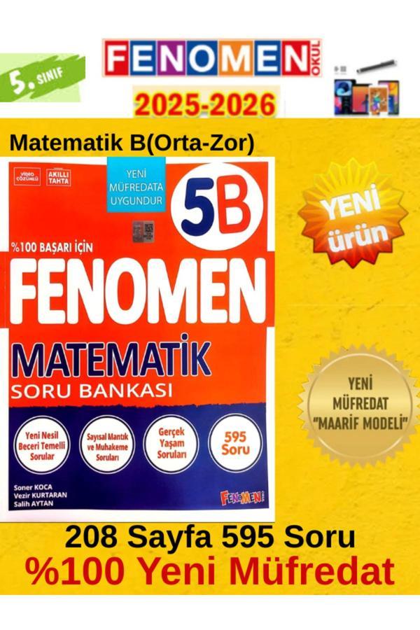 2025-2026 5.Sınıf Matematik Fenomen B (Orta-Zor)595 Soru Bankası+Tablet Kalemi - Fenomen Yayıncılık - Image 1