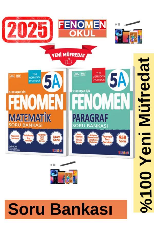 2025 5.Sınıf Matematik(A)1449 Soru-Paragraf(A)Kolay 958 Soru Yeni Müfredat Soru Bankası Seti+Kalem - Fenomen Yayıncılık - Image 1