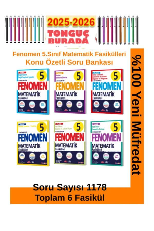 2025-2026 5.Sınıf Matematik Konu Anlatımlı Soru Fasikül Seti(6 Fasikül-1070 Soru)+Kalem - Fenomen Yayıncılık - Image 1