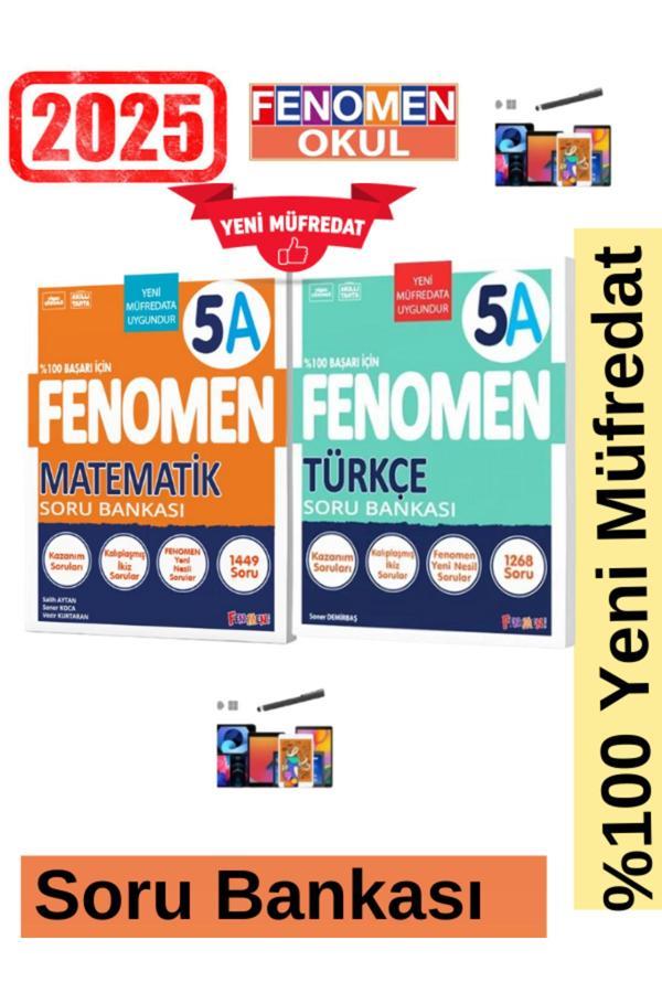 2025 5.Sınıf Matematik(A)1449 Soru-Türkçe(A)Kolay 1268 Soru Yeni Müfredat Soru Bankası Seti+Kalem - Fenomen Yayıncılık - Image 1
