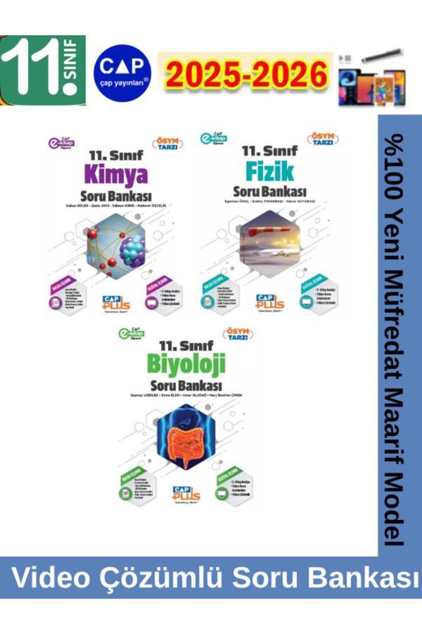 11.Sınıf 2025-2026 Fizik-Kimya-Biyoloji Video Çözümlü Marif Müfredat Soru Bankası Seti+Kalem - Çap Yayınları - Image 1
