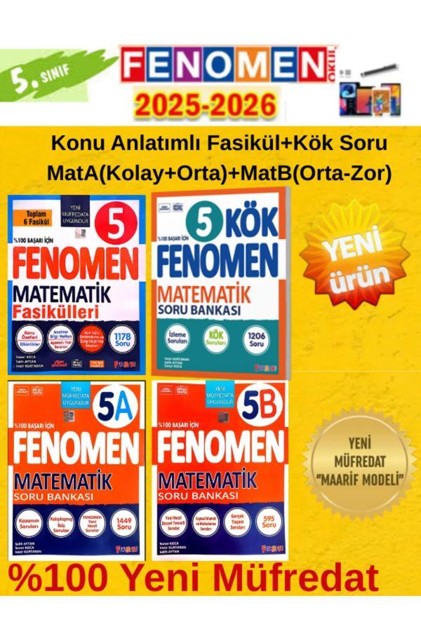 2025-2026 5.Sınıf Matematik Konu Fasikül+Kök Sorular+Matematika+Matematikb Soru Bankası Seti - Fenomen Yayıncılık - Image 1