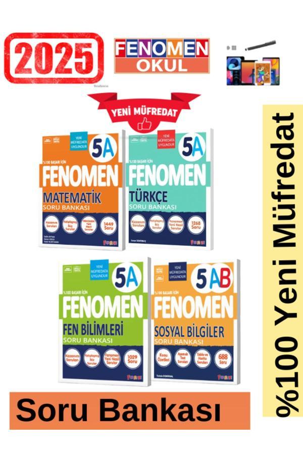 2025 5.Sınıf Matematik(A)-Türkçe(A)-Fen(A)-Sosyal(Ab) %100 Müfredat Yeni Soru Bankası Seti+Kalem - Fenomen Yayıncılık - Image 1