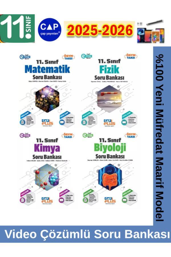 11.Sınıf 2025-2026 Matematik-Fizik-Kimya-Biyoloji Video Çözümlü Marif Soru Bankası Seti+Kalem - Çap Yayınları - Image 1
