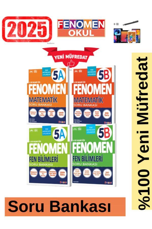 2025 5.Sınıf Matematik(Ab)-Fen(Ab)Kolay-Zor %100 Yeni Müfredat Soru Bankası Seti+Kalem - Fenomen Yayıncılık - Image 1