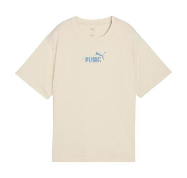 688077-87 Puma Ess Nature 2.0 Relaxed Tee Kadın T-Shirt Krem - Image 1