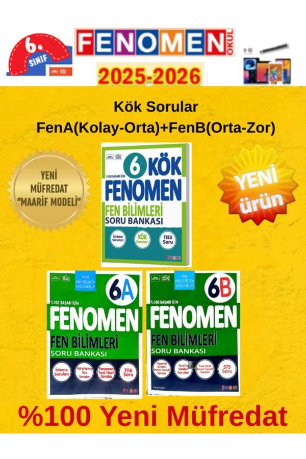 2025-2026 6.Sınıf Fen Bilimleri Kök Sorular+Fena+Fenb Soru Bankası Seti+Tablet Kalemi - Fenomen Yayıncılık - Image 1