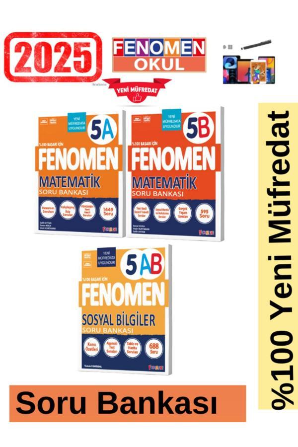 2025 5.Sınıf Matematik(Ab)Kolay-Zor-Sosyal(A-B)688 Soru %100 Yeni Müfredat Soru Bankası Seti+Kalem - Fenomen Yayıncılık - Image 1