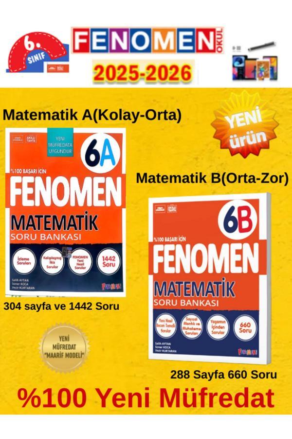2025-2026 6.Sınıf Matematik Fenomen Ab (Kolay-Orta-Zor)1442-660 Soru Bankası+Tablet Kalemi - Fenomen Yayıncılık - Image 1