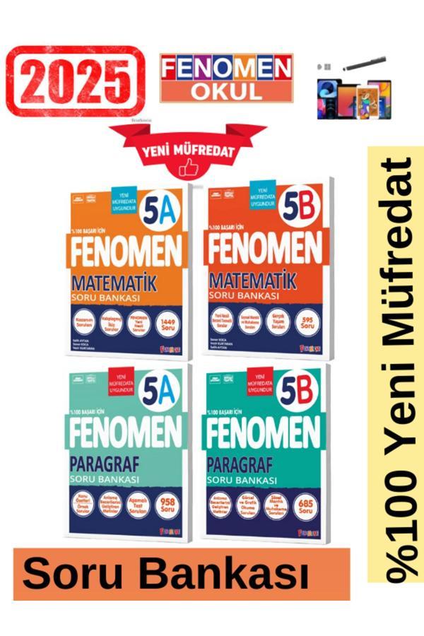 2025 5.Sınıf Matematik(Ab)-Paragraf(Ab)Kolay-Zor %100 Yeni Müfredat Soru Bankası Seti+Kalem - Fenomen Yayıncılık - Image 1