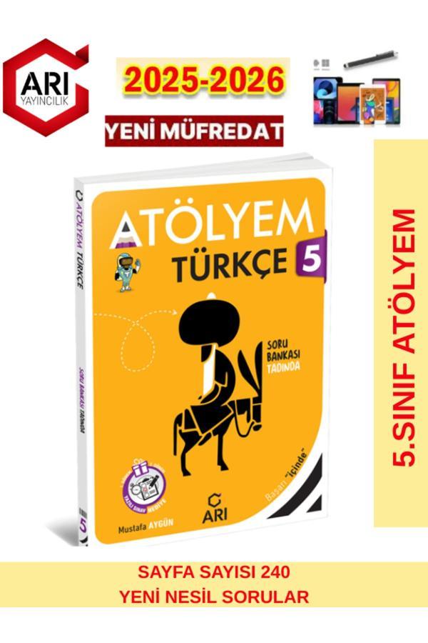 Arı 5.Sınıf 2025-2026 Müfredat Atölyem Türkçemino Serisi Türkçe Soru Bankası+Dokunmatik Kalem - Arı Yayıncılık - Image 1