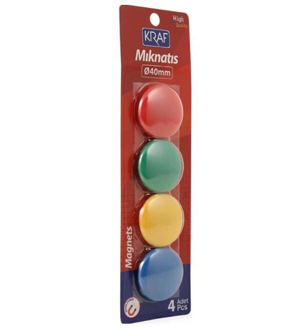 Kraf Yuvarlak Renkli Mıknatıs 40Mm 4Lü - 2 paket - Image 1