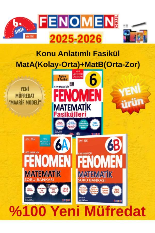 2025-2026 6.Sınıf Matematik Konu Fasikül Set(6 Fasikül)+Matematika+Matematikb Soru Bankası Seti - Fenomen Yayıncılık - Image 1