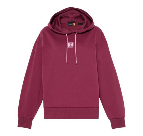 B0A5SX26481-R Timberland Stack Logo Loop Back Hoodie Kadın Sweatshirt Bordo - Image 1