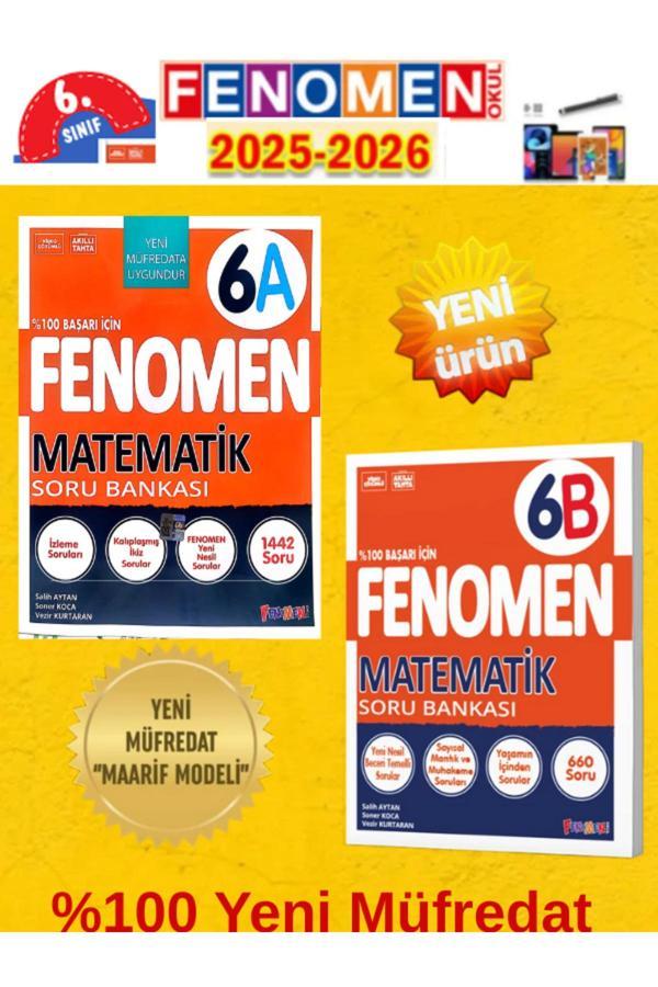 6.Sınıf 2026 Matematik Fenomen Ab (Kolay-Orta-Zor)2 Kitap %100 Yeni Maarif Müfredat Soru Bankası - Fenomen Yayıncılık - Image 1