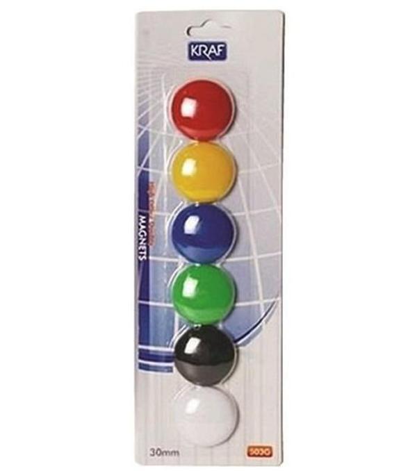 Kraf Yuvarlak Renkli Mıknatıs 30Mm 6Lı - 2 paket - Image 1