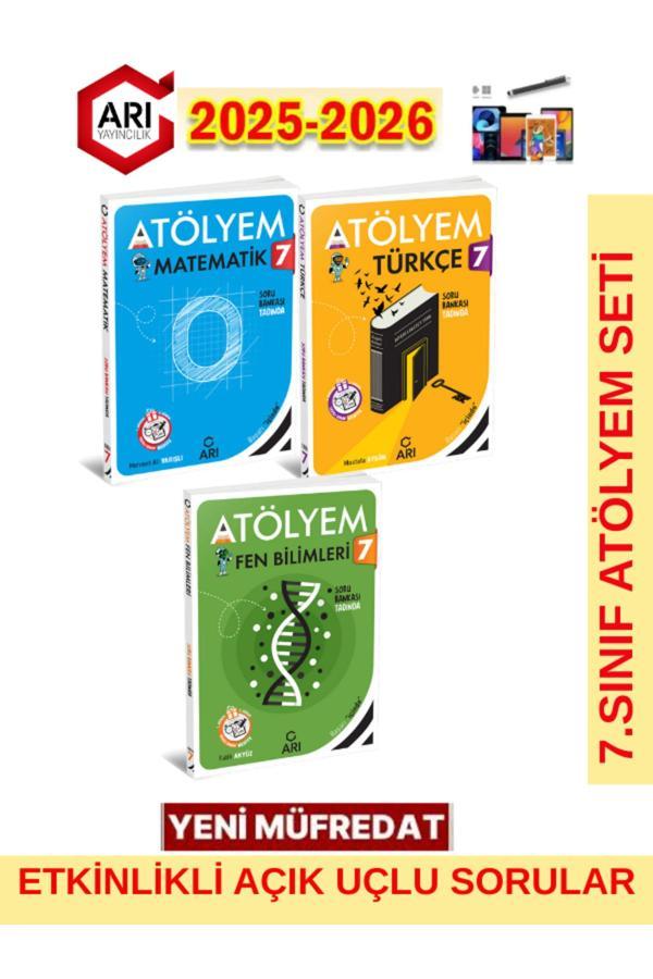 Arı 7.Sınıf 2025-2026 Müfredat Atölyem Serisi Matematik-Fen-Türkçe Soru Bankası Seti+Kalem - Arı Yayıncılık - Image 1