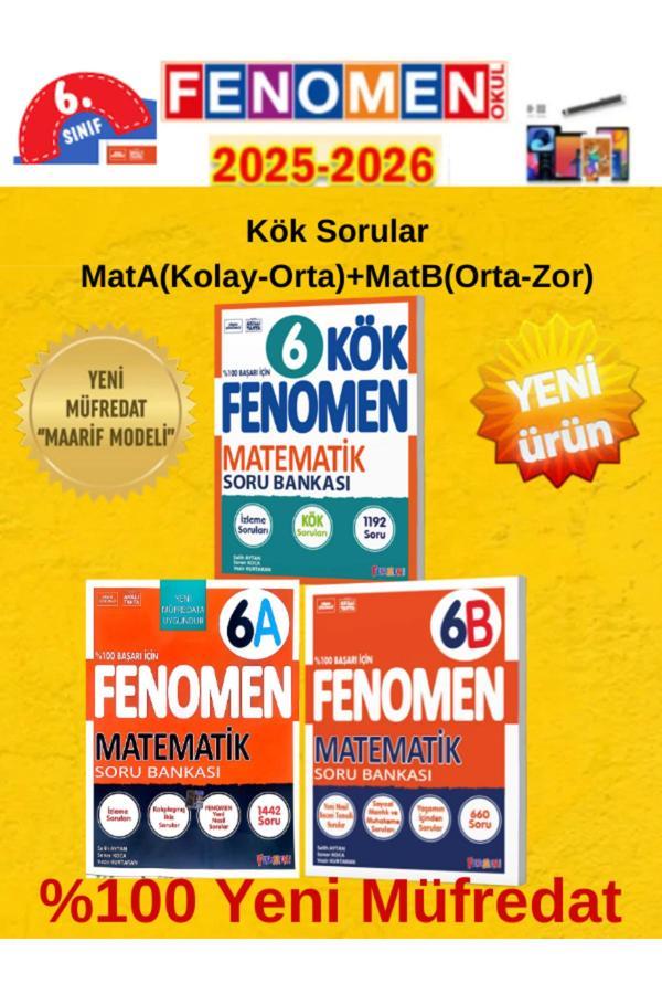 2025-2026 6.Sınıf Matematik Kök Sorular+Fena+Fenb Soru Bankası Seti+Tablet Kalemi - Fenomen Yayıncılık - Image 1