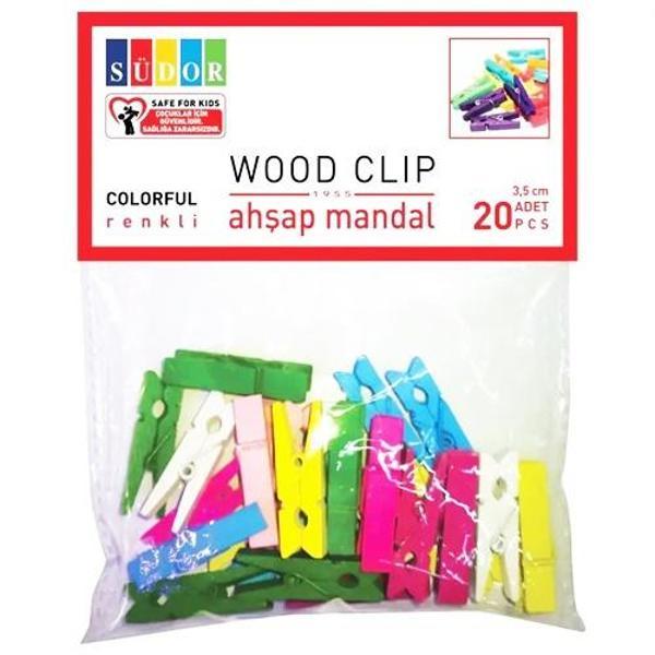 Südor Ahşap Mandal Renkli 3,5Cm 20Li - 3 paket - Image 1