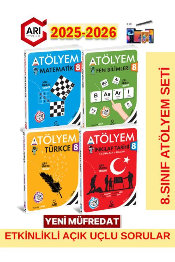 Arı 8.Sınıf 2025-2026 Müfredat Atölyem Mat-Fen-Türkçe-İnk.Tarihi Soru Bankası Seti+Kalem - Arı Yayıncılık - Image 1