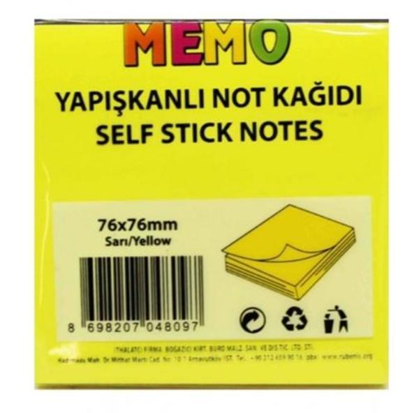 Memo Yapışkanlı Not Kağıdı 76X76Mm Sarı - 3 adet - Image 1