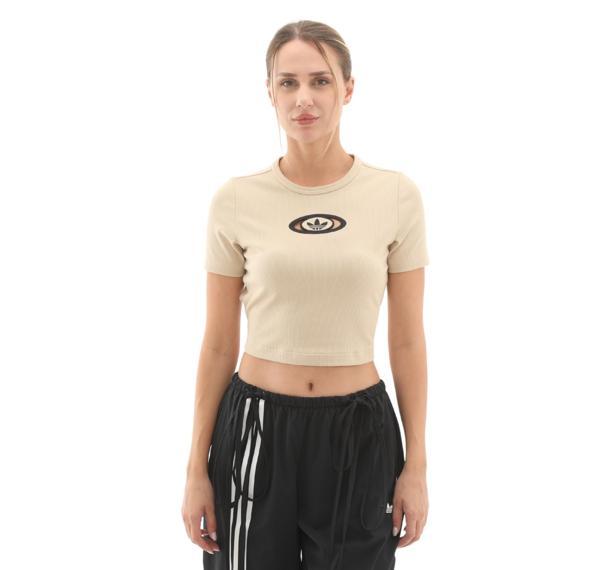 KC8803-K adidas Cut Out Rıb Tee Kadın T-Shirt Krem - Image 1
