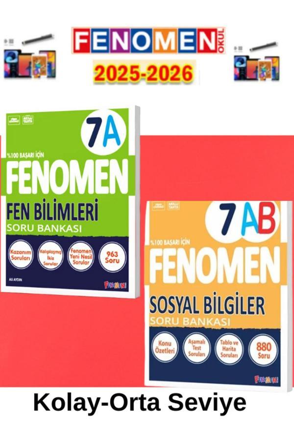 2025-2026 7.Sınıf Fen(A)-Sosyal Bilgiler(Ab)Soru Bankası Seti+Kalem - Fenomen Yayıncılık - Image 1