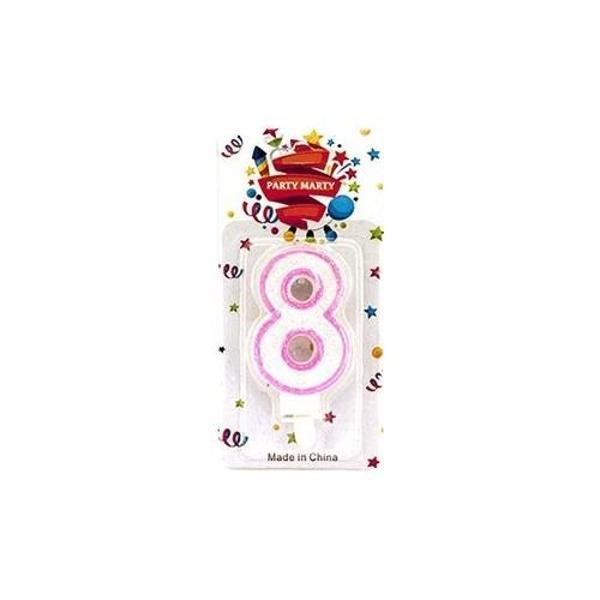 Party Simli Mum Rakam Pembe 8 - 2 adet - Image 1