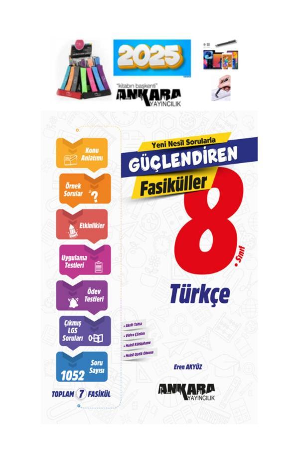 2025 8.Sınıf Güçlendiren Türkçe Fasiküller(7 Fasikül)Konu Anlatımlı Soru Bankası Kalem+Kalemlik - Ankara Yayıncılık - Image 1