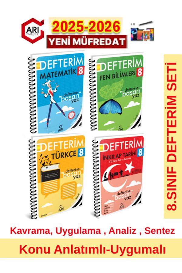Arı 8.Sınıf 2025-2026 Müfredat Defterim Tüm Dersler (4 Kitap)Konu Anlatım Seti+Dokunmatik Kalem - Arı Yayıncılık - Image 1