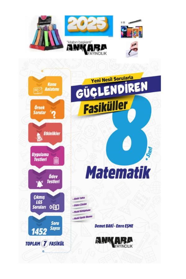 2025 8.Sınıf Matematik Güçlendiren Fasiküller(7 Fasikül)Konu Anlatımlı Soru Bankası Kalemlik-Kalem - Ankara Yayıncılık - Image 1