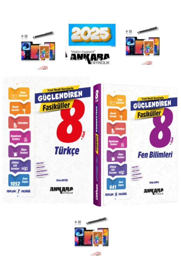 2025 8.Sınıf Türkçe-Fen 13 Fasikül Konu Anlatımlı Soru Bankası Seti+Kalem - Ankara Yayıncılık - Image 1