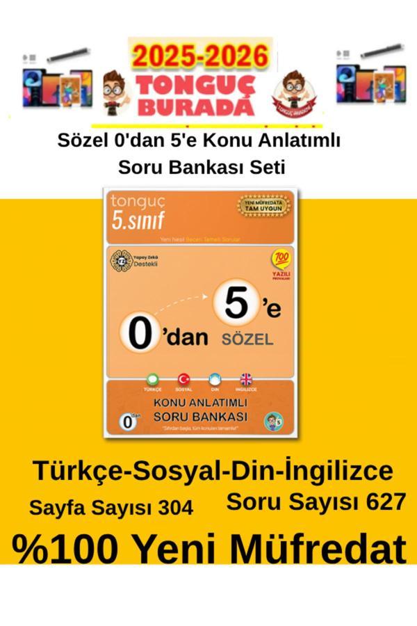 2025-2026 0'Dan 5'E Konu Anlatımlı Soru Bankası (Sözel)+Akıllı Tahta Kalemi - Tonguç Yayınları - Image 1