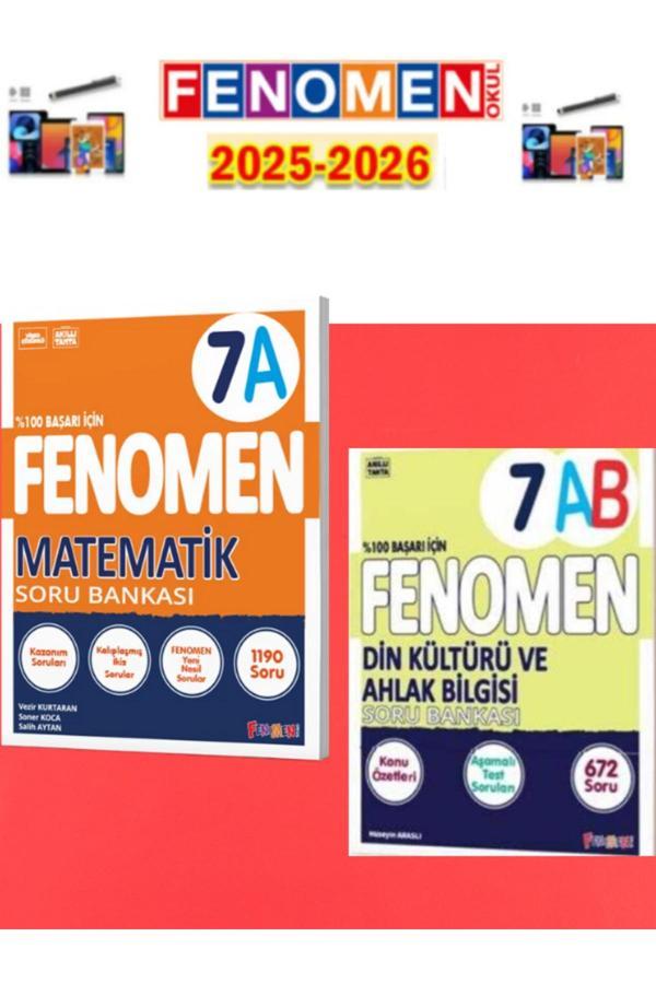2025-2026 7.Sınıf Matematik(A)-Din Kültürü(Ab) Soru Bankası Seti+Kalem - Fenomen Yayıncılık - Image 1