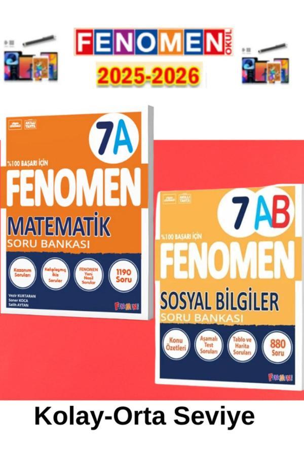 2025-2026 7.Sınıf Matematik(A)-Sosyal (Ab) Soru Bankası Seti+Kalem - Fenomen Yayıncılık - Image 1