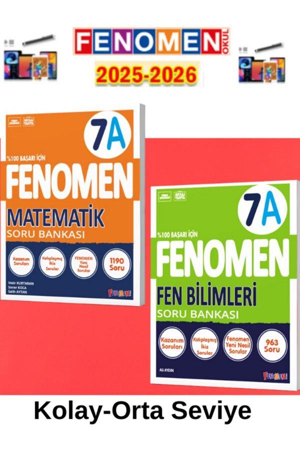 2025-2026 7.Sınıf Matematik-Fen (A) Soru Bankası Seti+Kalem - Fenomen Yayıncılık - Image 1