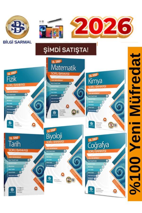 Bilgi Sarmal 2026 10.Sınıf Mat-Fizik-Kimya-Biy.-Tarih-Coğ.%100 Yeni Müfredat 6 Kitap Soru Bankası - Bilgi Sarmal Yayınları - Image 1