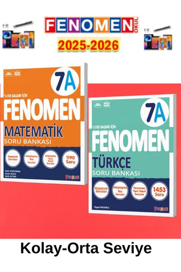 2025-2026 7.Sınıf Matematik-Türkçe (A)Kolay-Orta Seviye Soru Bankası Seti+Kalem - Fenomen Yayıncılık - Image 1