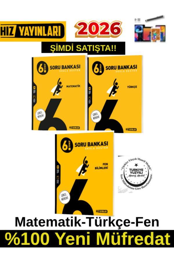 Hız 2026 6.Sınıf Matematik-Türkçe-Fen %100 Yeni Marif Müfredat Soru Bankası+Kalem - Hız Yayınları - Image 1