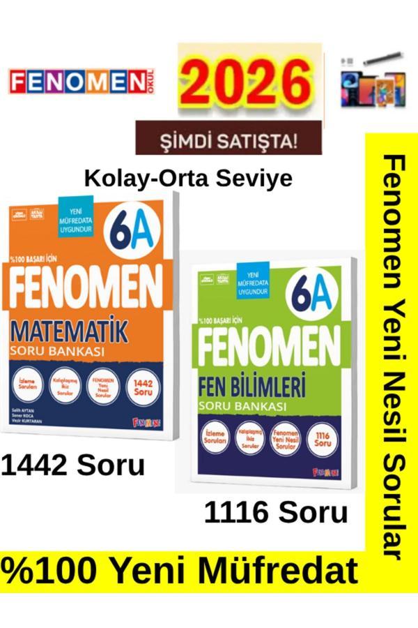 Fenomen %100 Yeni Müfredat 6.Sınıf 6A Matematik-Fen (Kolay-Orta)2026 Müfredat Soru Bankası+Kalem - Fenomen Yayıncılık - Image 1