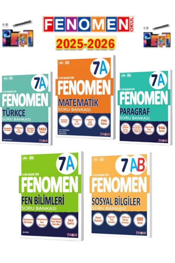 2025-2026 7.Sınıf Matematik-Türkçe-Fen-Paragraf(A)+Sosyal(Ab)Soru Bankası Seti+Kalem - Fenomen Yayıncılık - Image 1