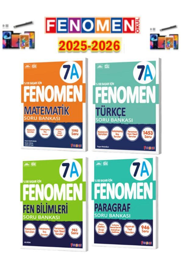 2025-2026 7.Sınıf Matematik-Türkçe-Fen-Paragraf(A)Kolay-Orta Seviye Soru Bankası Seti+Kalem - Fenomen Yayıncılık - Image 1
