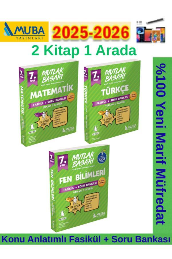 Muba Yayınları Mutlak Başarı 7.Sınıf Matematik-Fen-Türkçe Fasikül+Soru Bankası Seti+Android Kalem - Muba Yayınları - Image 1